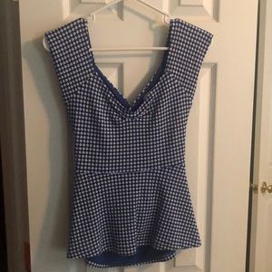 Blue and White Blouse